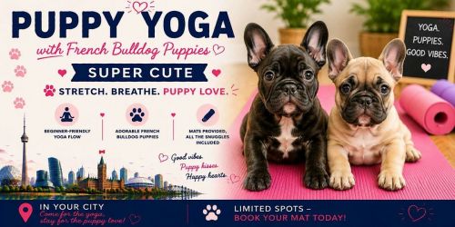French Bulldog Puppy Yoga in Toronto