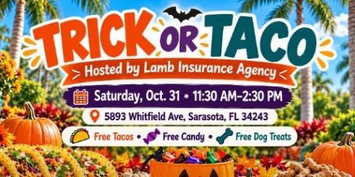 \ud83c\udf83\ud83c\udf2e Trick or Taco is coming to Lamb Insurance Agency!