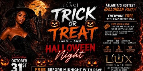 Atlanta\u2019s Biggest FREE Halloween Party 2026 | Trick or Treat at Lux Caf\u00e9