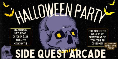 Side Quest Arcade Annual Halloween Party! Free gameplay with costume!!!!!!